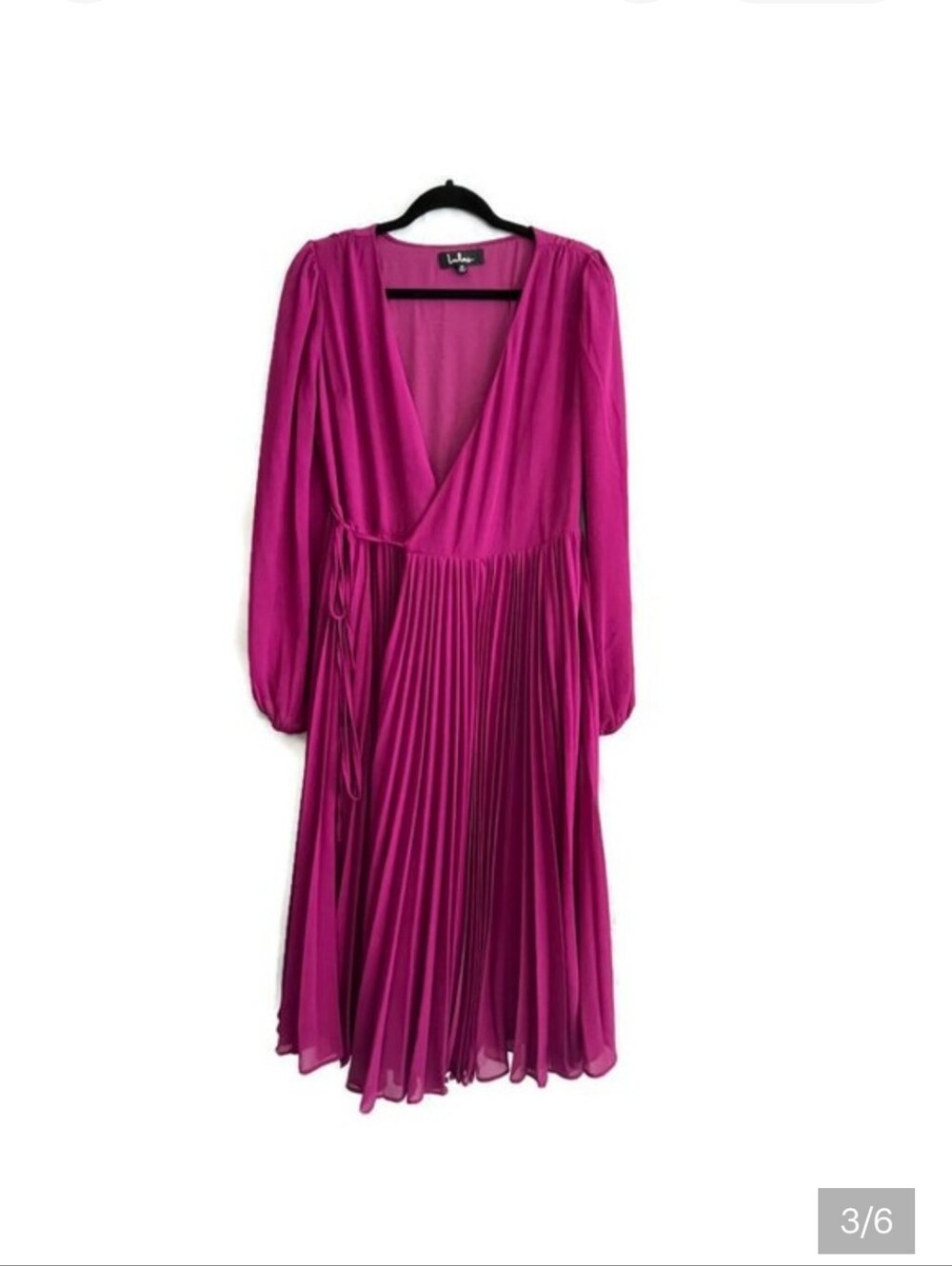 Lulus Magenta Pleated Wrap Midi Dress